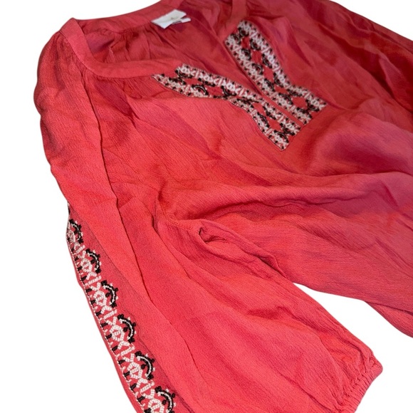 J. Jill Women's Coral Embroidered Boho Top - Picture 4 of 6